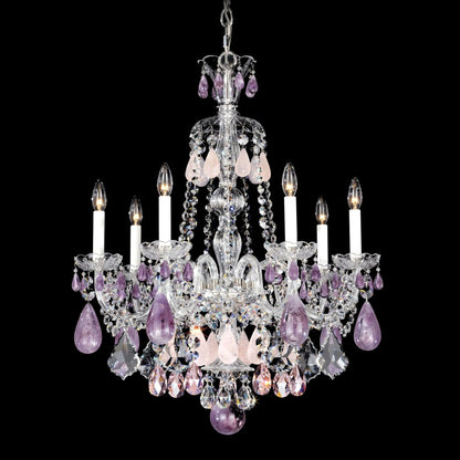 Schonbek Hamilton 7 Light 24" Wide Crystal Chandelier with Black Rock Crystals