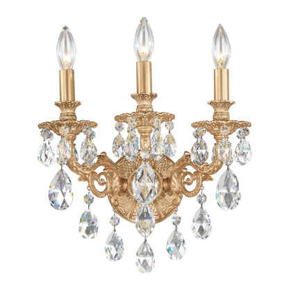 Schonbek Milano 3 Light 15" Tall Wall Sconce with Clear Optic Crystals