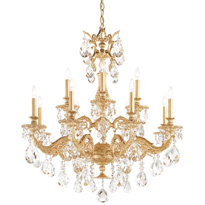 Schonbek Milano 12 Light 33" Wide Crystal Chandelier with Clear Optic Crystals