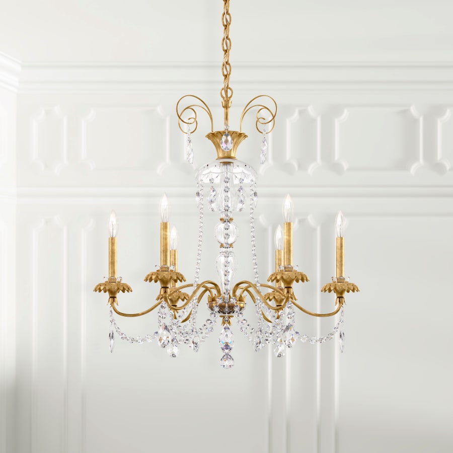Schonbek Helenia 6 Light 28" Wide Crystal Chandelier with Clear Heritage Crystal Accents