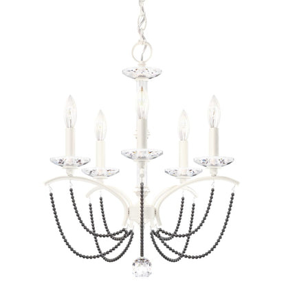 Schonbek Priscilla 5 Light 18" Wide Crystal Chandelier with Dark Grey Pearl Beads