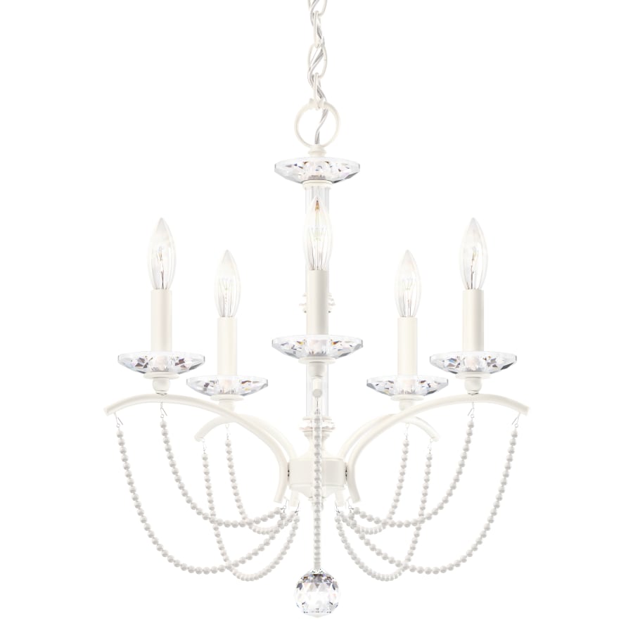 Schonbek Priscilla 5 Light 18" Wide Crystal Chandelier with White Pearl Beads