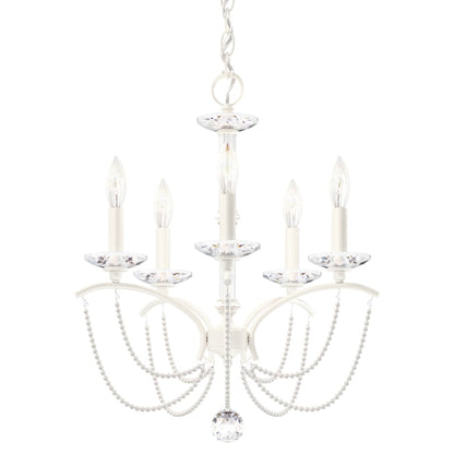 Schonbek Priscilla 5 Light 18" Wide Crystal Chandelier with White Pearl Beads