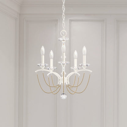 Schonbek Priscilla 5 Light 18" Wide Crystal Chandelier with Bronze Pearl Beads