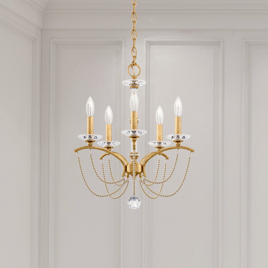 Schonbek Priscilla 5 Light 18" Wide Crystal Chandelier with Bronze Pearl Beads