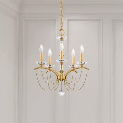 Schonbek Priscilla 5 Light 18" Wide Crystal Chandelier with Bronze Pearl Beads