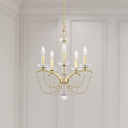 Schonbek Priscilla 5 Light 18" Wide Crystal Chandelier with Bronze Pearl Beads
