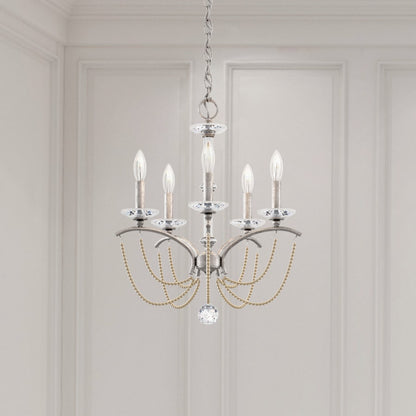 Schonbek Priscilla 5 Light 18" Wide Crystal Chandelier with Bronze Pearl Beads