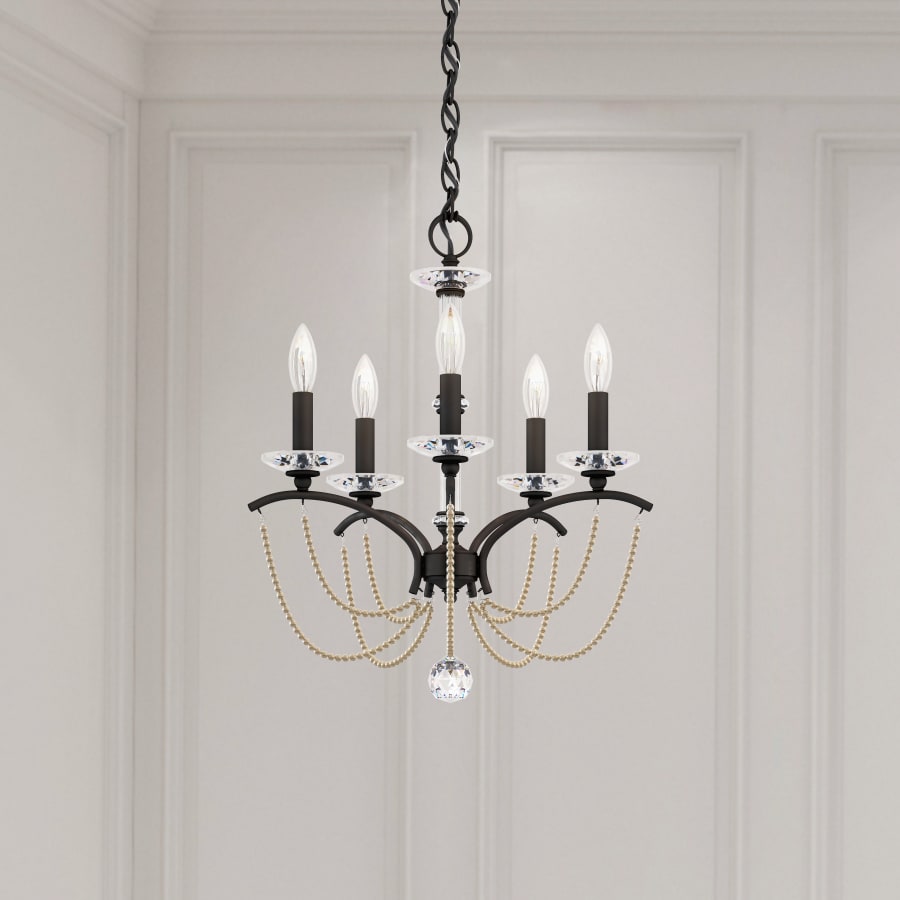 Schonbek Priscilla 5 Light 18" Wide Crystal Chandelier with Bronze Pearl Beads