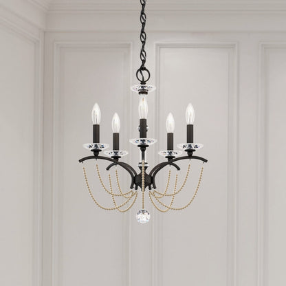 Schonbek Priscilla 5 Light 18" Wide Crystal Chandelier with Bronze Pearl Beads