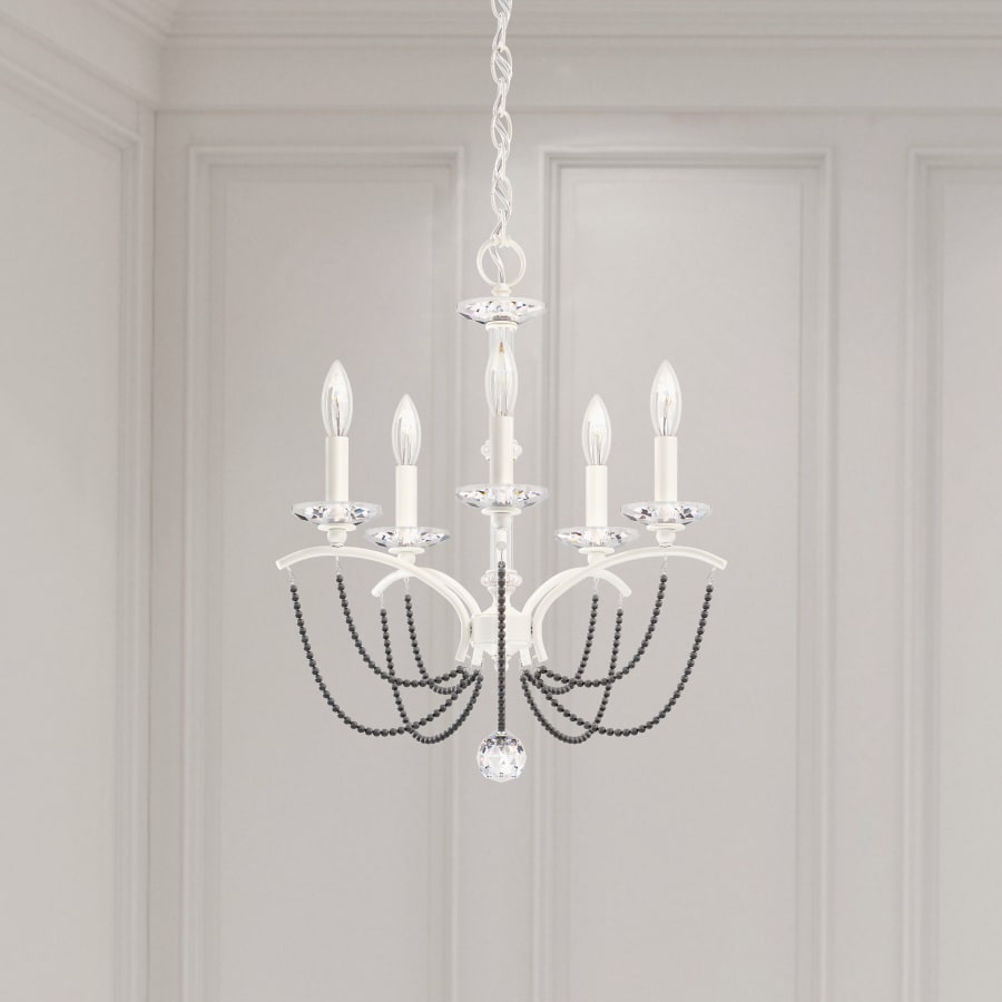 Schonbek Priscilla 5 Light 18" Wide Crystal Chandelier with Dark Grey Pearl Beads