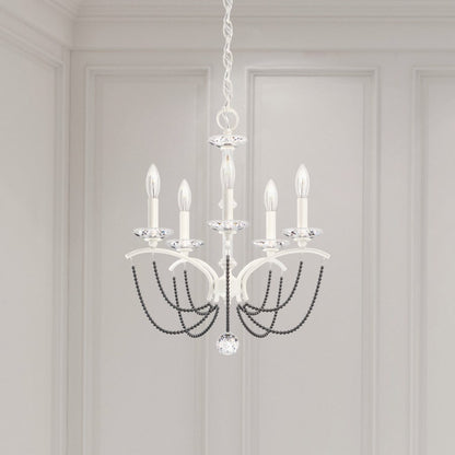 Schonbek Priscilla 5 Light 18" Wide Crystal Chandelier with Dark Grey Pearl Beads