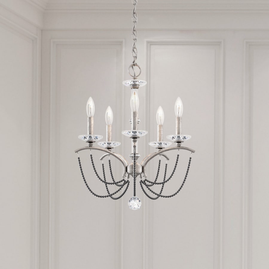 Schonbek Priscilla 5 Light 18" Wide Crystal Chandelier with Dark Grey Pearl Beads