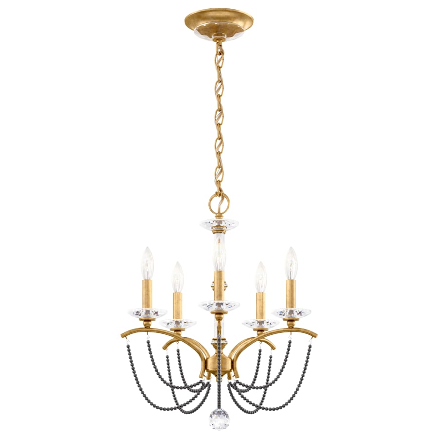 Schonbek Priscilla 5 Light 18" Wide Crystal Chandelier with Dark Grey Pearl Beads
