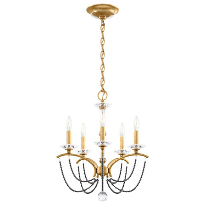 Schonbek Priscilla 5 Light 18" Wide Crystal Chandelier with Dark Grey Pearl Beads