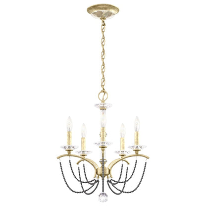 Schonbek Priscilla 5 Light 18" Wide Crystal Chandelier with Dark Grey Pearl Beads