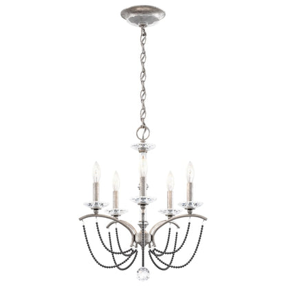 Schonbek Priscilla 5 Light 18" Wide Crystal Chandelier with Dark Grey Pearl Beads