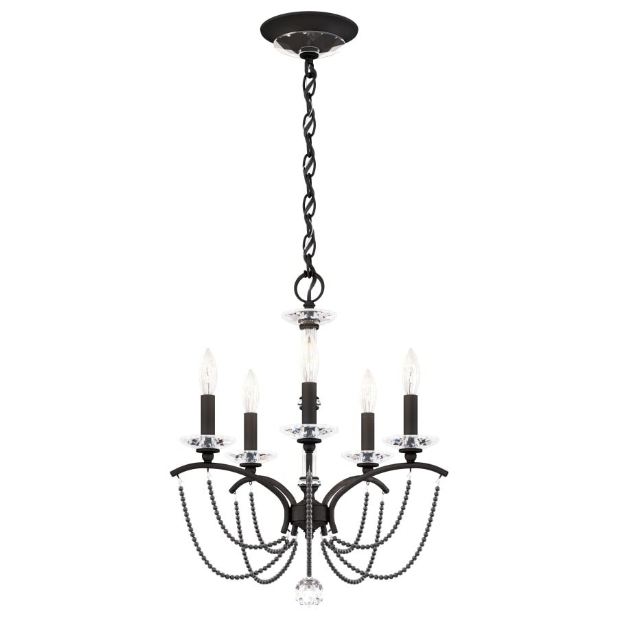 Schonbek Priscilla 5 Light 18" Wide Crystal Chandelier with Dark Grey Pearl Beads