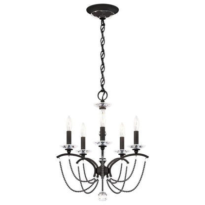 Schonbek Priscilla 5 Light 18" Wide Crystal Chandelier with Dark Grey Pearl Beads