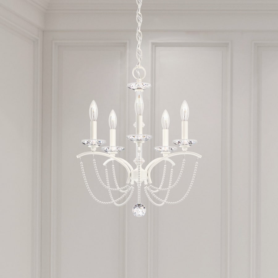 Schonbek Priscilla 5 Light 18" Wide Crystal Chandelier with White Pearl Beads