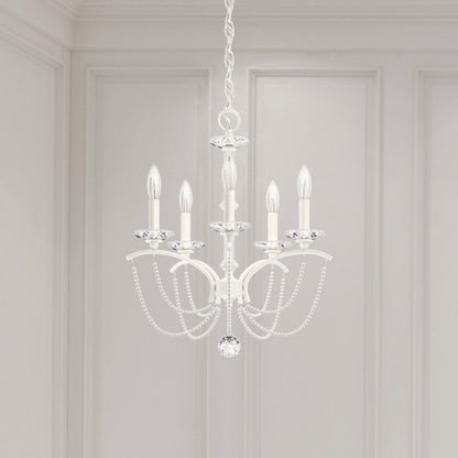 Schonbek Priscilla 5 Light 18" Wide Crystal Chandelier with White Pearl Beads