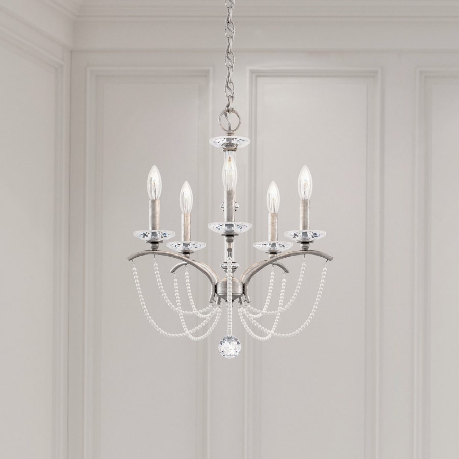 Schonbek Priscilla 5 Light 18" Wide Crystal Chandelier with White Pearl Beads