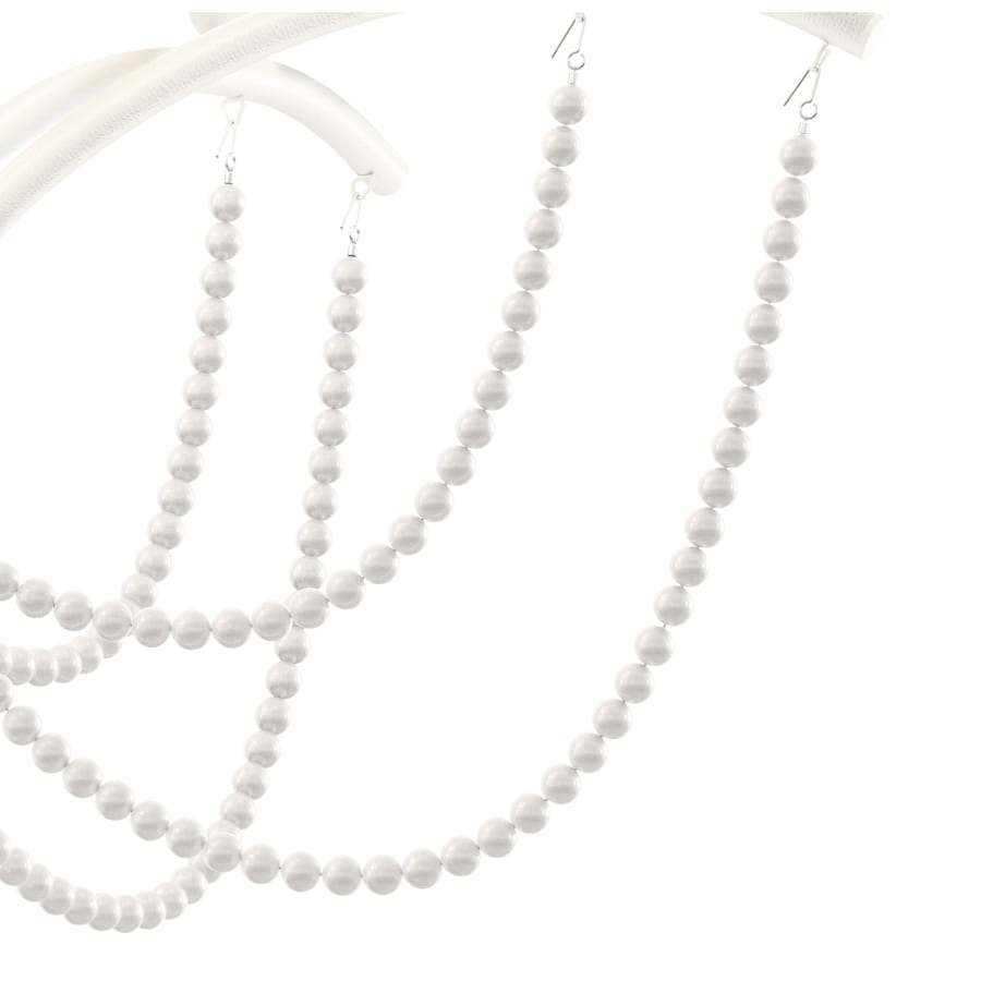 Schonbek Priscilla 5 Light 18" Wide Crystal Chandelier with White Pearl Beads