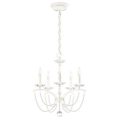 Schonbek Priscilla 5 Light 18" Wide Crystal Chandelier with White Pearl Beads