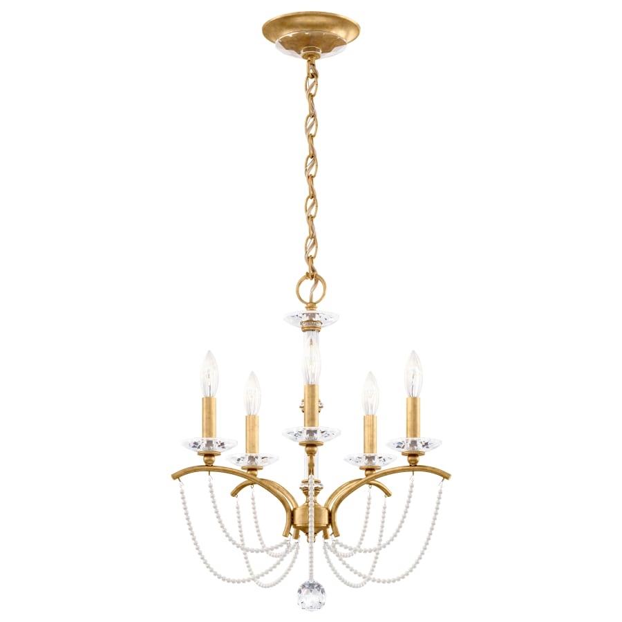 Schonbek Priscilla 5 Light 18" Wide Crystal Chandelier with White Pearl Beads