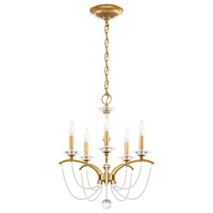 Schonbek Priscilla 5 Light 18" Wide Crystal Chandelier with White Pearl Beads