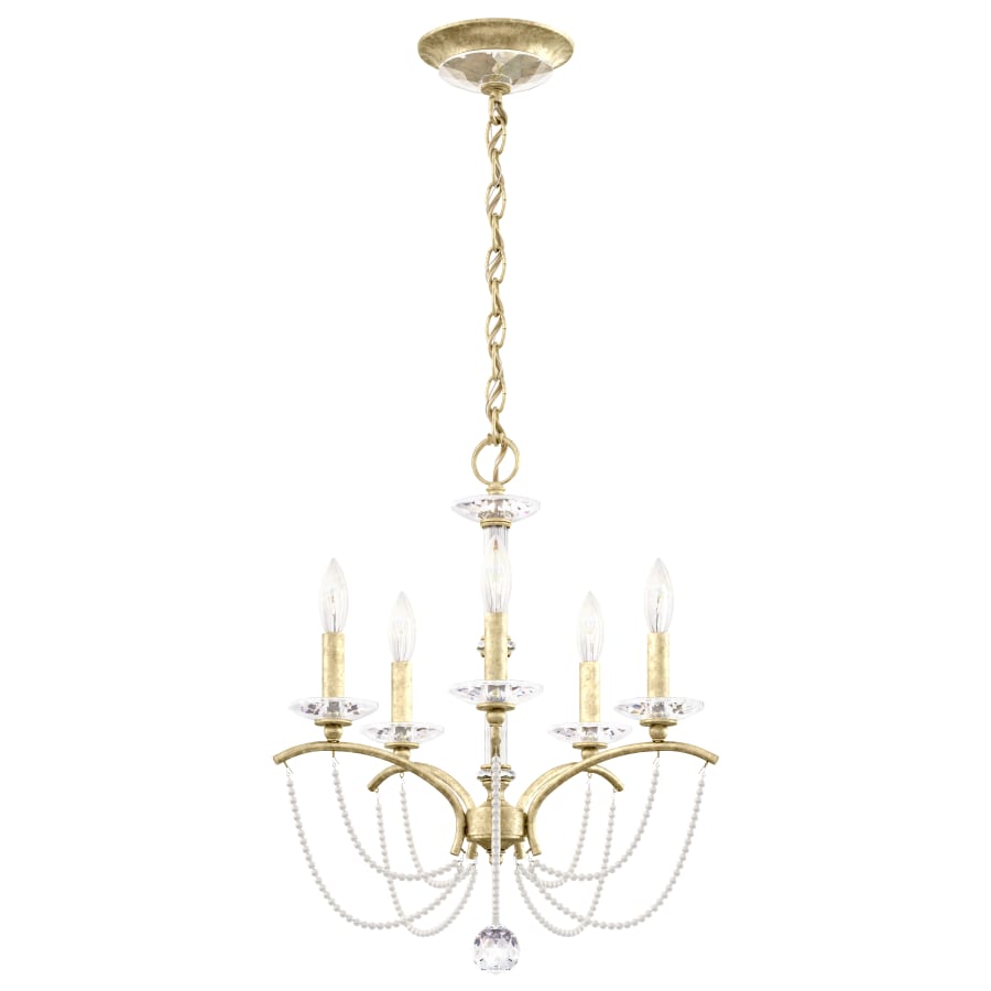 Schonbek Priscilla 5 Light 18" Wide Crystal Chandelier with White Pearl Beads