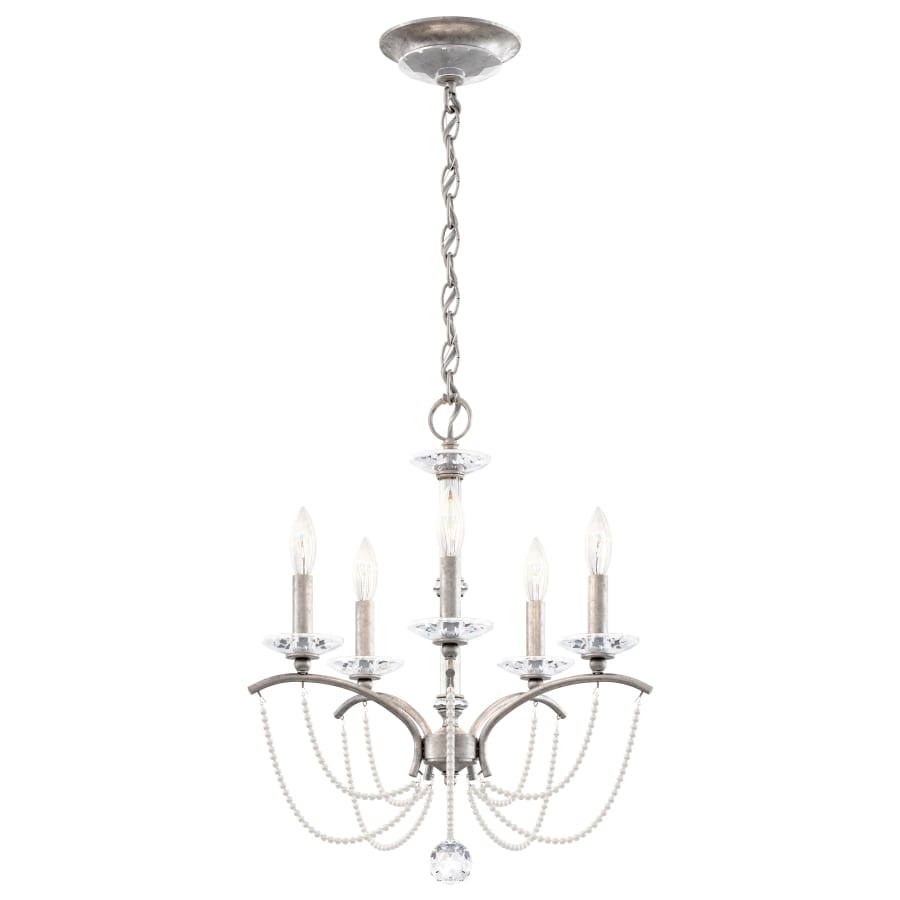 Schonbek Priscilla 5 Light 18" Wide Crystal Chandelier with White Pearl Beads