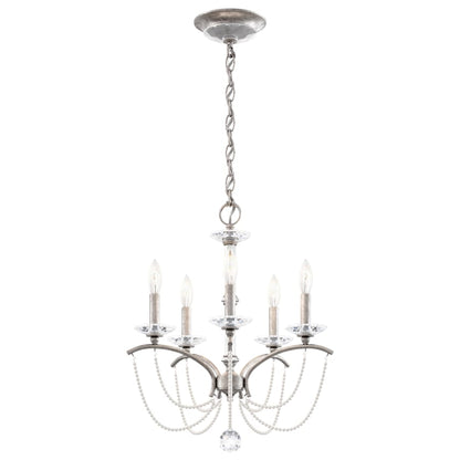 Schonbek Priscilla 5 Light 18" Wide Crystal Chandelier with White Pearl Beads