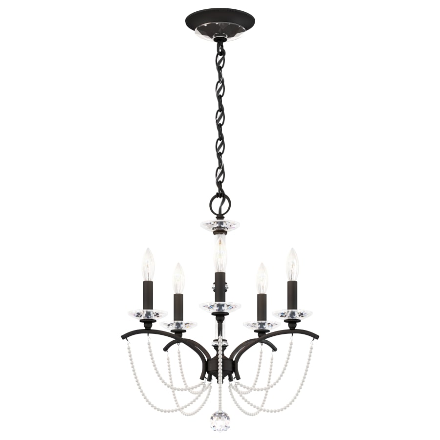 Schonbek Priscilla 5 Light 18" Wide Crystal Chandelier with White Pearl Beads