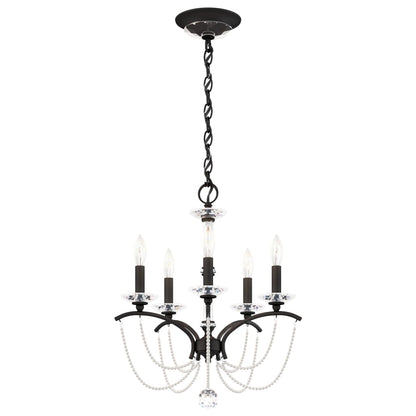Schonbek Priscilla 5 Light 18" Wide Crystal Chandelier with White Pearl Beads