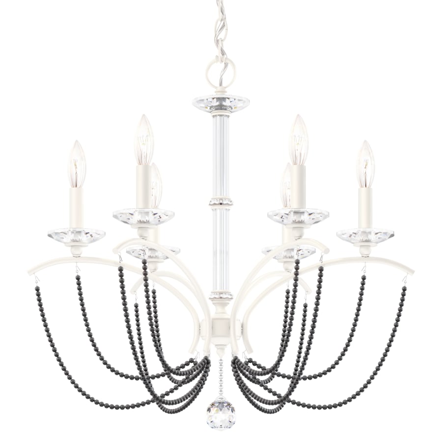 Schonbek Priscilla 6 Light 24" Wide Crystal Chandelier with Dark Grey Pearl Beads
