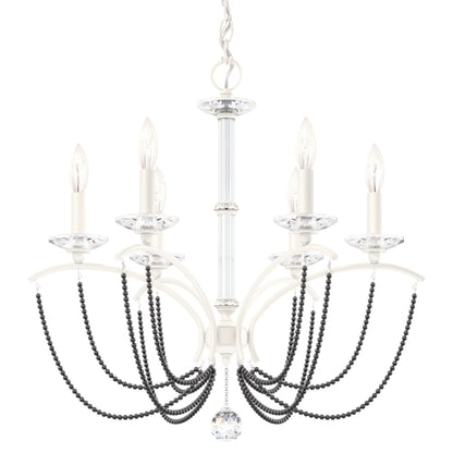 Schonbek Priscilla 6 Light 24" Wide Crystal Chandelier with Dark Grey Pearl Beads