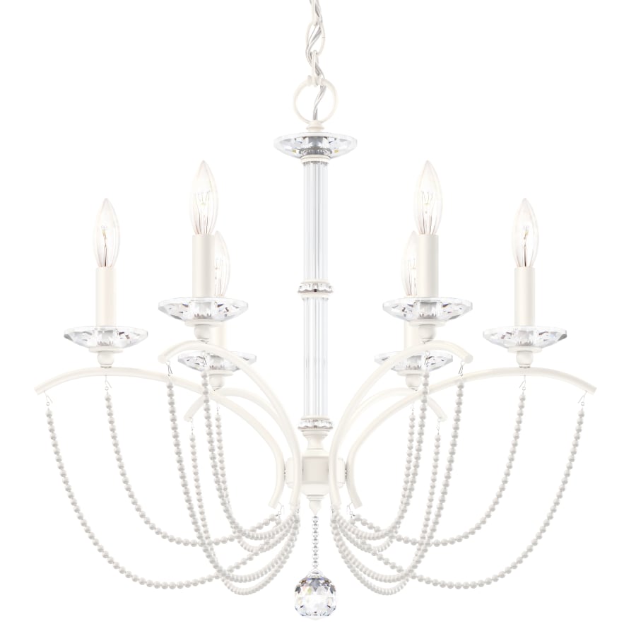 Schonbek Priscilla 6 Light 24" Wide Crystal Chandelier with White Pearl Beads
