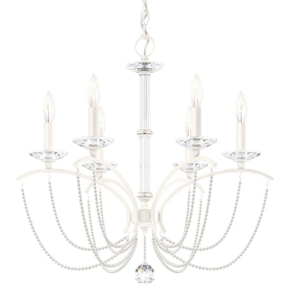 Schonbek Priscilla 6 Light 24" Wide Crystal Chandelier with White Pearl Beads