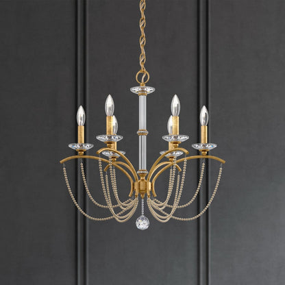 Schonbek Priscilla 6 Light 24" Wide Crystal Chandelier with Bronze Pearl Beads