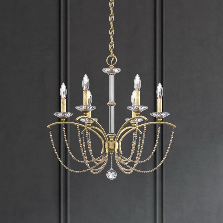 Schonbek Priscilla 6 Light 24" Wide Crystal Chandelier with Bronze Pearl Beads