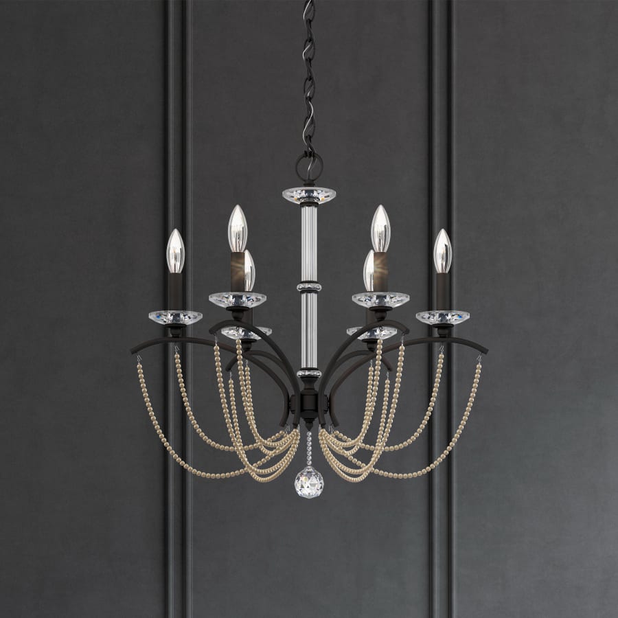 Schonbek Priscilla 6 Light 24" Wide Crystal Chandelier with Bronze Pearl Beads