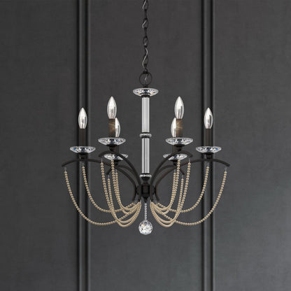 Schonbek Priscilla 6 Light 24" Wide Crystal Chandelier with Bronze Pearl Beads