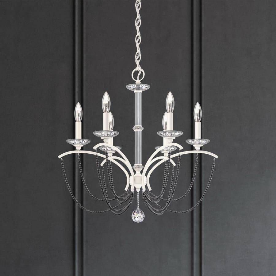 Schonbek Priscilla 6 Light 24" Wide Crystal Chandelier with Dark Grey Pearl Beads