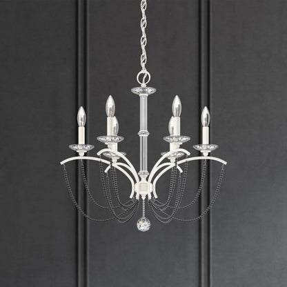 Schonbek Priscilla 6 Light 24" Wide Crystal Chandelier with Dark Grey Pearl Beads