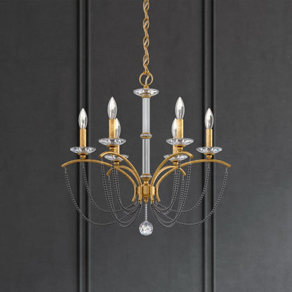 Schonbek Priscilla 6 Light 24" Wide Crystal Chandelier with Dark Grey Pearl Beads