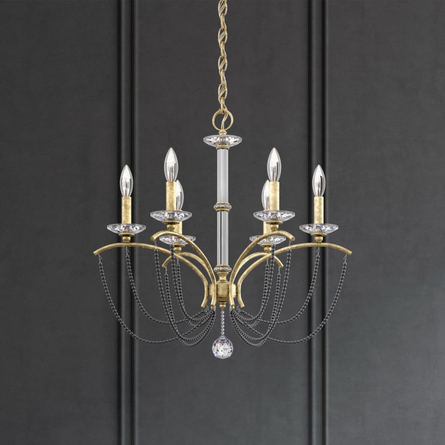 Schonbek Priscilla 6 Light 24" Wide Crystal Chandelier with Dark Grey Pearl Beads