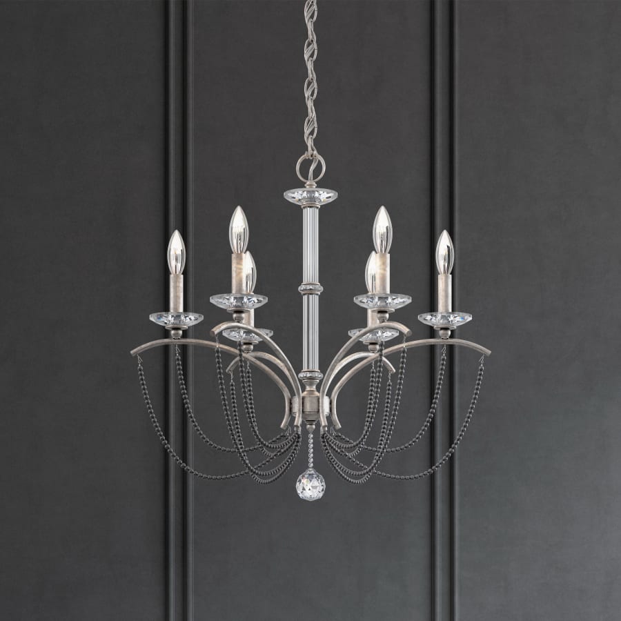 Schonbek Priscilla 6 Light 24" Wide Crystal Chandelier with Dark Grey Pearl Beads