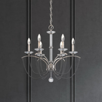 Schonbek Priscilla 6 Light 24" Wide Crystal Chandelier with Dark Grey Pearl Beads