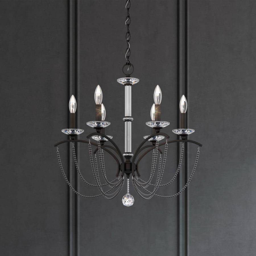 Schonbek Priscilla 6 Light 24" Wide Crystal Chandelier with Dark Grey Pearl Beads